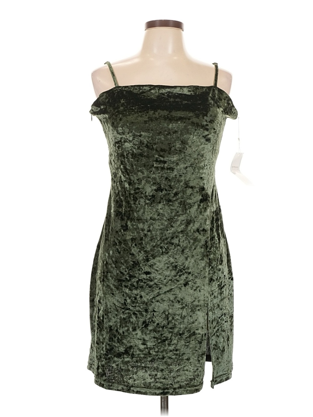 BuffBunny Crushed Velvet Mini Dress in Dark Green